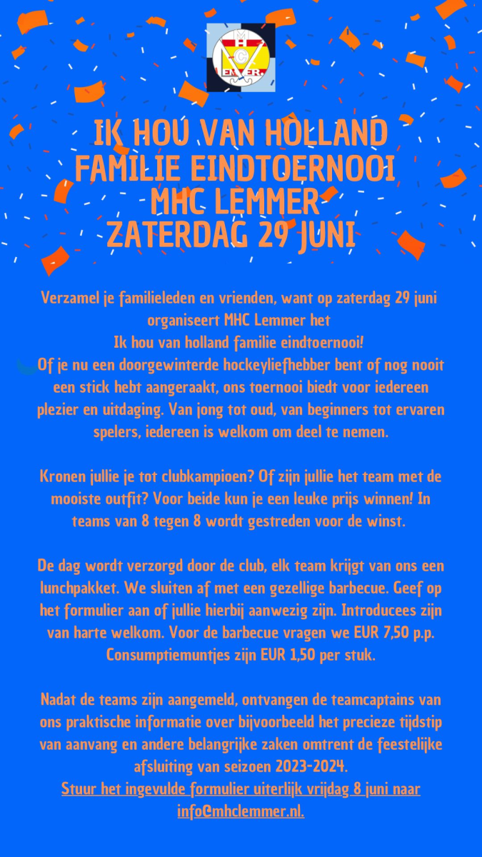 Familie eindtoernooi 29 juni Nieuws